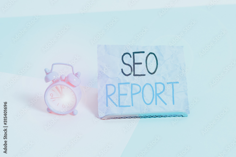 Poster handwriting text writing seo report. conceptual photo notifying on how website is performing in sear