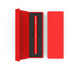 Blank E-cigarette Vaping Pen in hard box for branding, 3d render illustration.