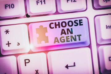 Writing note showing Choose An Agent. Business concept for Choose someone who chooses decisions on...