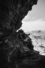 Jordan, desert landscape, ruins of petra, horse and desert, sand, stone, sun, perspective, landscape