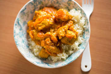 Turkey, pumpkin curry with rice 