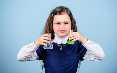 science research in lab. Small genius girl. education and knowledge. back to school. small girl...