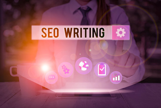 Handwriting text writing Seo Writing. Conceptual photo grabbing the attention of the search engines using specific word