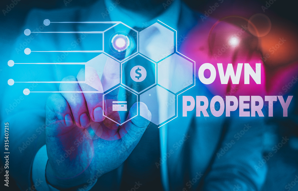 Aufkleber conceptual hand writing showing own property. concept meaning things that you own and can take it wi