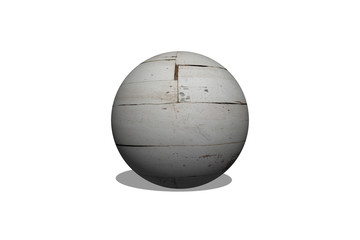 old wooden ball isolated on white background