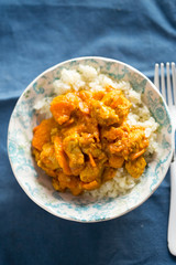 Turkey, pumpkin curry with rice 