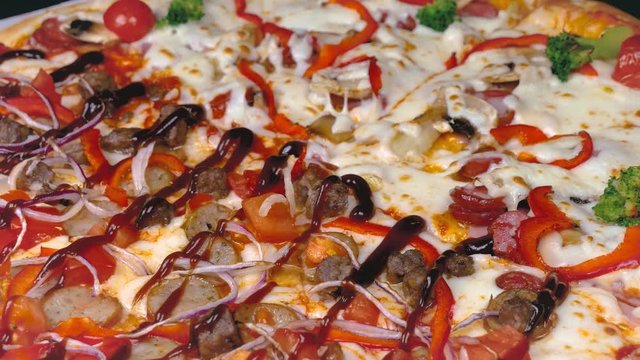 Close up view of fresh and very tasty pizza