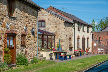 Canalside houses somewhere beside the LLangollen canal. Picture taken from a public place.