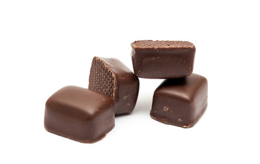 Chocolates isolated on a white background.