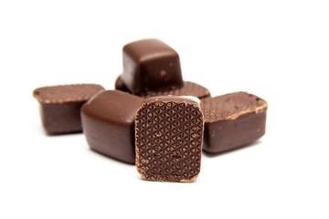 Chocolates isolated on a white background.