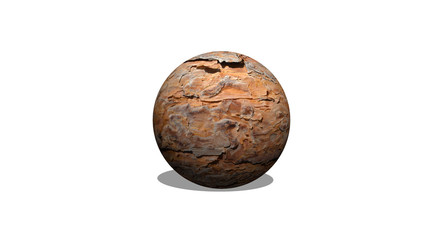 old wooden ball isolated on white background