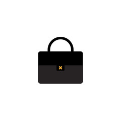Black leather bag flat vector icon isolated on white background.