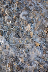 frozen water with stones background textures