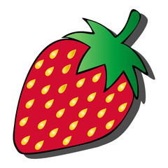 Juicy strawberries. Vector illustration. Isolated background. Cartoon style. Ripe berry with small seeds. Natural product without chemicals. Healthy breakfast. Valentine Day. A healthy dessert.