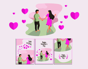 Valentine illustrations, Valentine cards, romantic illustrations, hearts, romantic couples