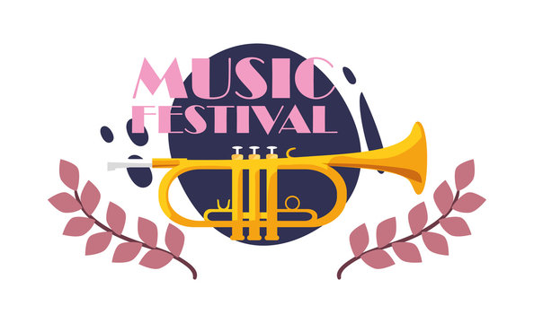 trumpet instrument of music festival vector design