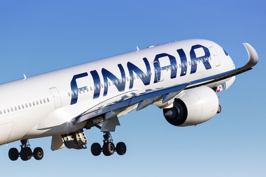 Finnair Airbus A350 airplane Helsinki airport