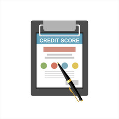 clipboard credit score .Concept personal credit score information. Vector illustration in flat style. 
