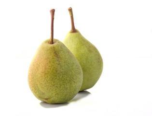 Ripe pear on a white background