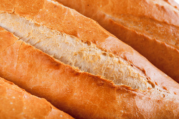 French baguette, bread. Isolated on white background