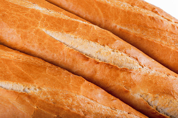 French baguette, bread. Isolated on white background