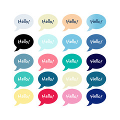 Set of dialog, chat flat vector bubbles isolated on a white background.