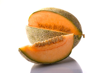  Melon slices on a white background, isolate