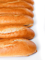 French baguette, bread. Isolated on white background