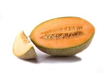  Melon slices on a white background, isolate
