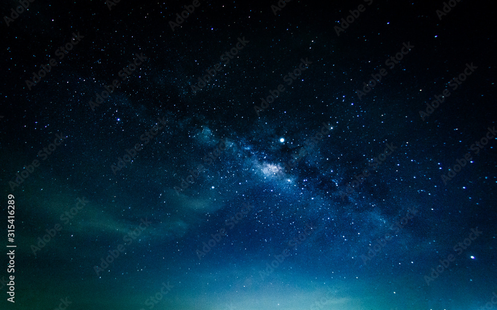 Wall mural milky way galaxy with stars and space in the universe background at thailand