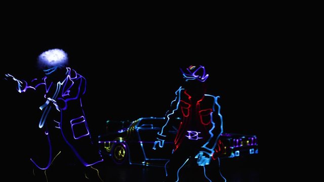 Engineer in LED costume creates a time machine