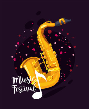 saxophone instrument of music festival vector design
