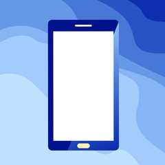 single smartphone illustration on blue background.