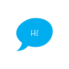 Hi chat bubble flat vector icon isolated on a white background.