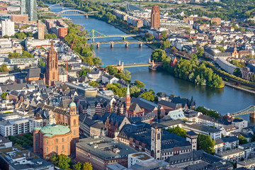 Aerial view over the city of Frankfurt - obrazy, fototapety, plakaty