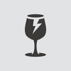 Broken glass icon isolated of flat style. Vector illustration.