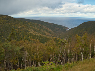 Beautiful view in the autumn from Cabot Trail, Cape Breton National Park, Nova Scotia, Canada