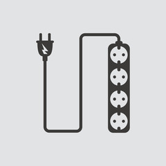 Extension cord icon isolated of flat style. Vector illustration.