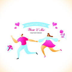 Velentine character vector flat design style couple love romance