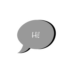 Hi chat bubble flat vector icon isolated on a white background.