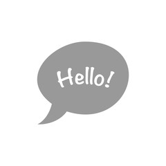 Hello chat bubble flat vector icon isolated on a white background.