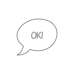 Ok chat bubble flat vector icon isolated on a white background.