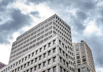 Fototapeta premium Building on a background of cloudy sky.
