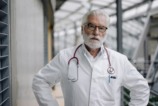Portrait of a serious senior doctor