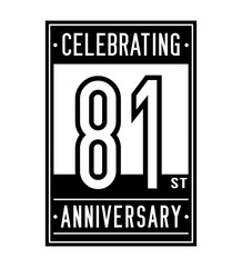 81 years logo design template. Anniversary vector and illustration.
