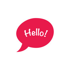 Hello chat bubble flat vector icon isolated on a white background.