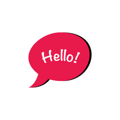 Hello chat bubble flat vector icon isolated on a white background.