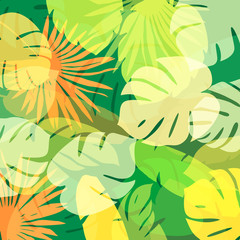 Fototapeta na wymiar Tropical Leaves Silhouette Pattern