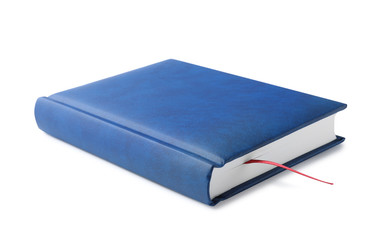 Stylish blue hardcover notebook isolated on white