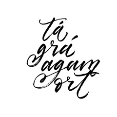 I love you in Irish. Modern vector brush calligraphy. Ink illustration with hand-drawn lettering. 